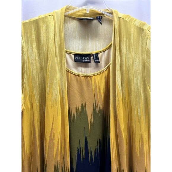 Attitudes By Renee Jersey Mesh Trim Tank And Cardigan Ombre Set Size Large - Picture 3 of 15